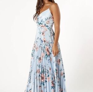 Petal & Pup Floral Maxi Dress in Light Blue and Peach